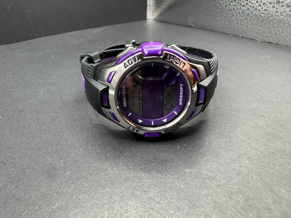 Armitron Sport Women's 45/7030 Digital Chronograph Resin Strap Watch Purple